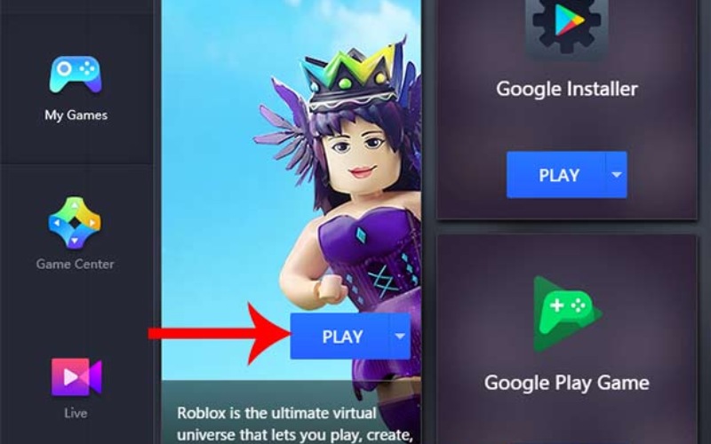 Chọn Play để khởi động Roblox