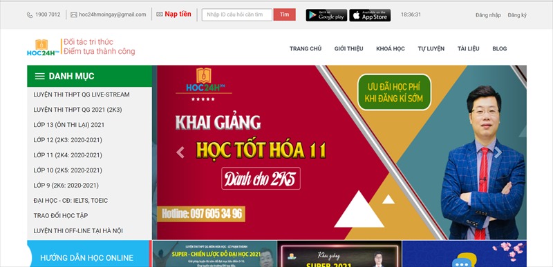 Hoc24h.vn - Học, thi trực tuyến Hóa Học