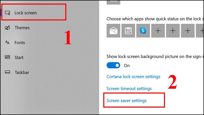 Sử dụng hình khóa Screen Saver trên Windows 10 bước 2