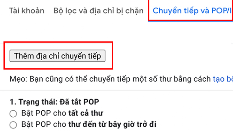 Cách bật tính năng tự động chuyển tiếp email