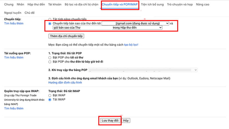 Cách bật tính năng tự động chuyển tiếp email