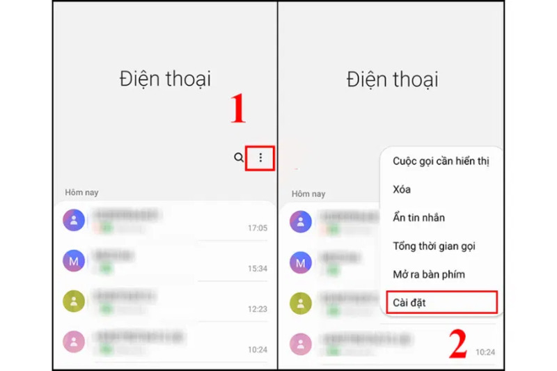 Mở ứng dụng Điện thoại (hoặc Cuộc gọi)