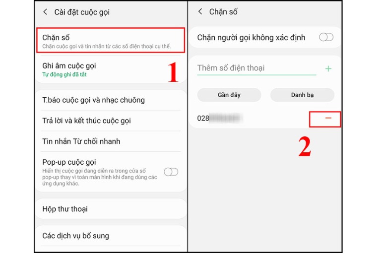 Bỏ chặn số điện thoại trên Android