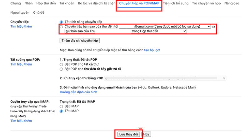 Cách chỉ chuyển dữ liệu mail một số loại thư