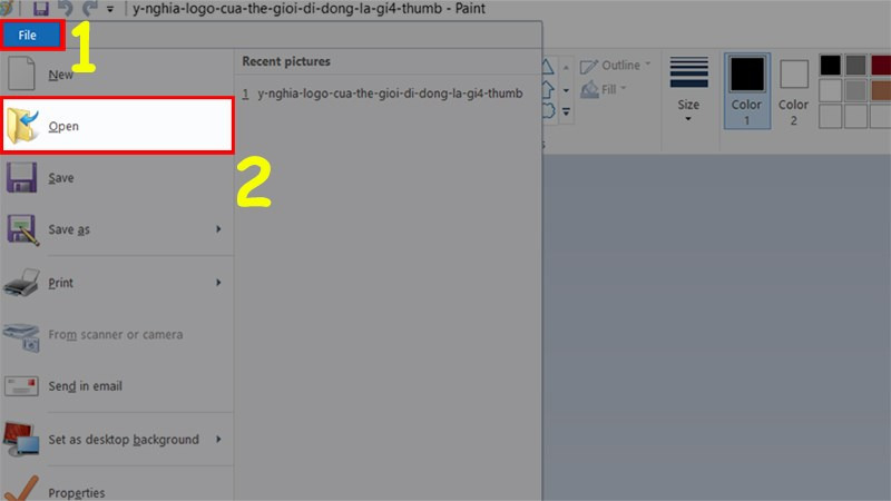 Vào File và chọn Open