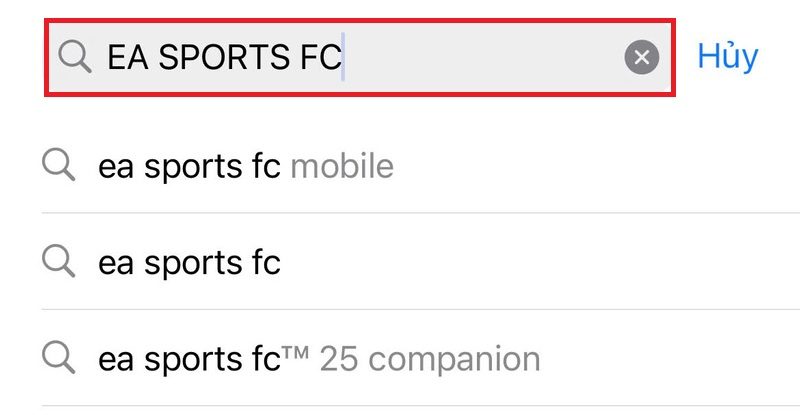 Nhập từ khóa “EA SPORTS FC” vào thanh tìm kiếm