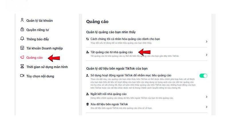 cách tắt quảng cáo Tiktok trên điện thoại Samsung