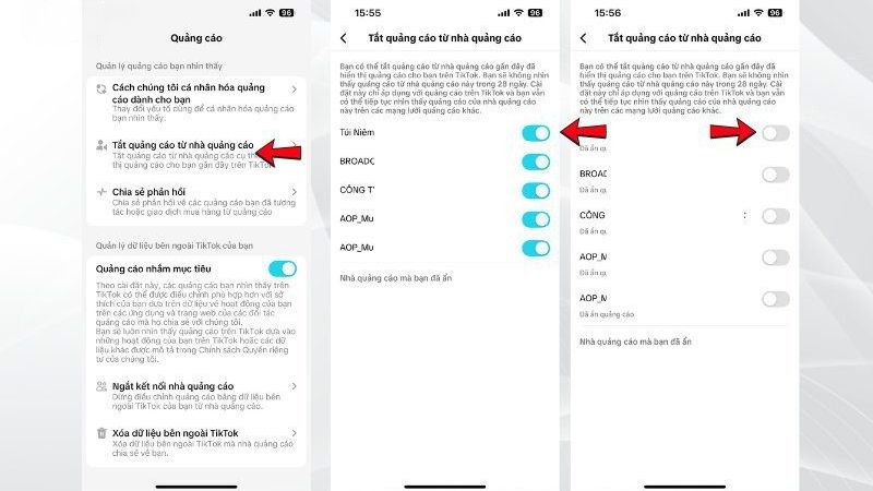 Chọn Tắt quảng cáo từ nhà quảng cáo