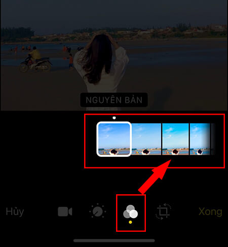 Biểu tượng hình tròn giúp thay đổi bộ lọc