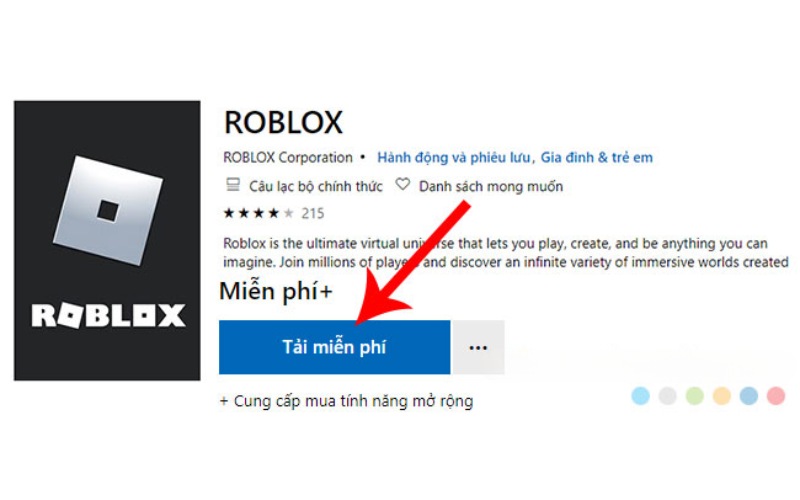 nhấn Get - Tải miễn phí để Roblox