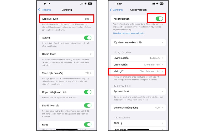 Nhấn vào AssistiveTouch rồi gạt nút để kích hoạt