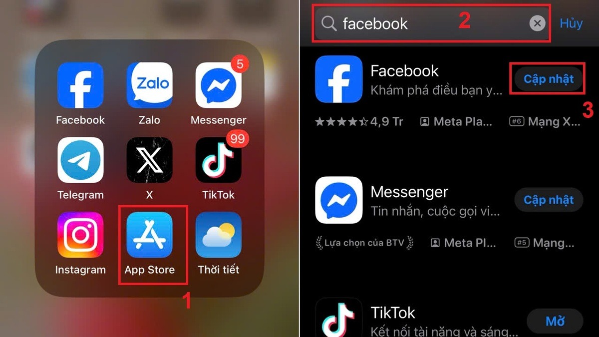 Cài đặt lại Facebook