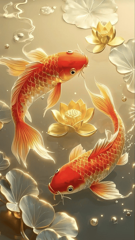 hình nền cá chép hoa sen