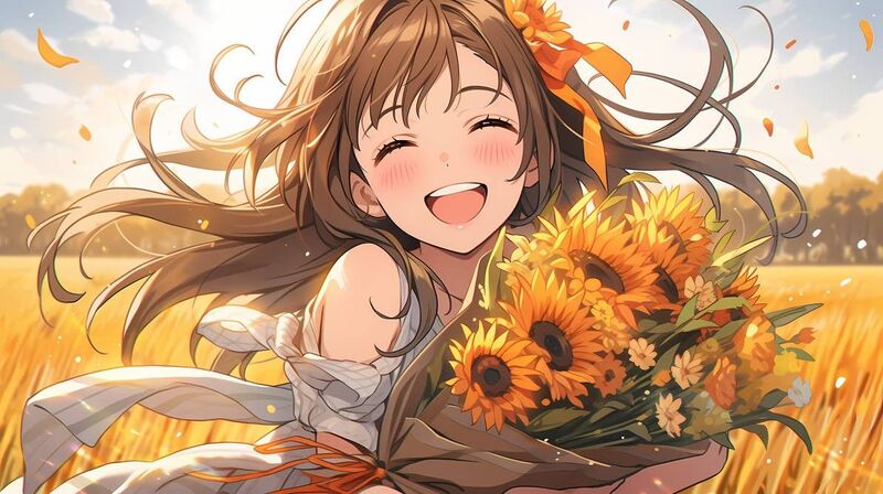 Hình nền hoa hướng dương phong cách anime