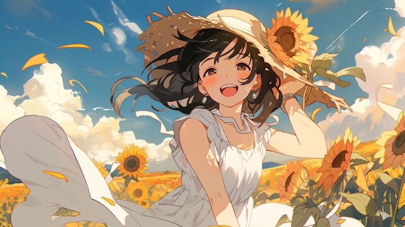 Hình nền hoa hướng dương phong cách anime đẹp
