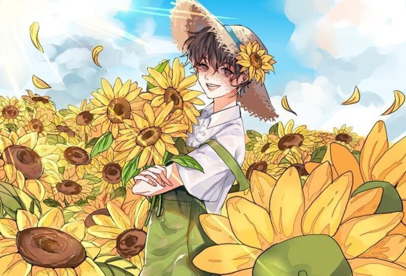 Hình nền hoa hướng dương phong cách anime đẹp, ấn tượng