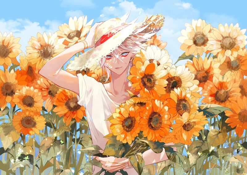 Ảnh nền hoa hướng dương phong cách anime đẹp