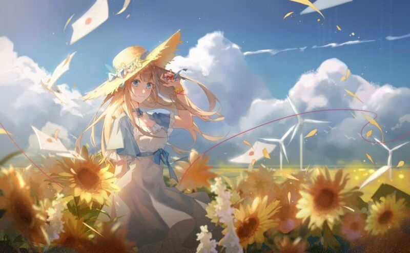 Ảnh nền hoa hướng dương phong cách anime