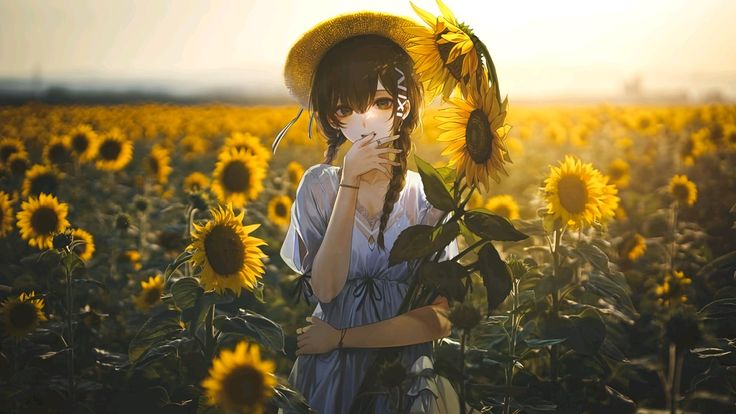 Ảnh nền hoa hướng dương phong cách anime đẹp nhất