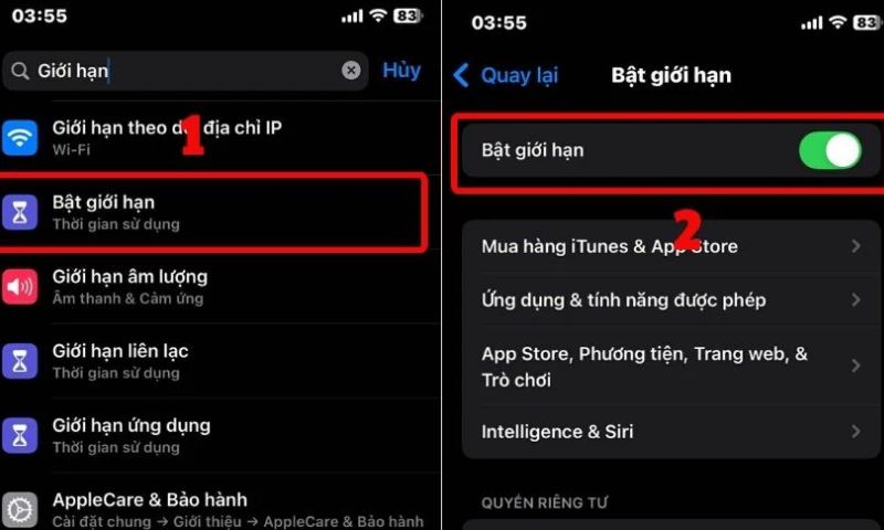 Vô hiệu hóa chế độ Giới hạn trên iPhone (iOS 26)