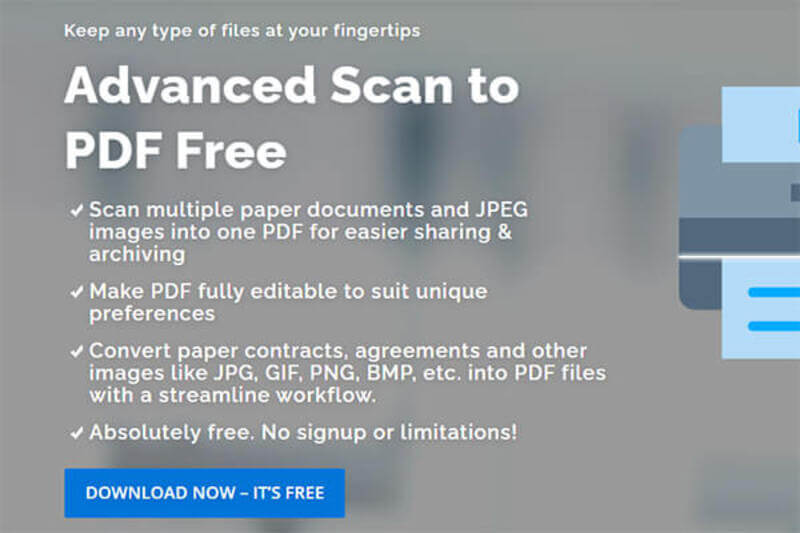 Phần mềm hỗ trợ scan Advanced Scan to PDF Free