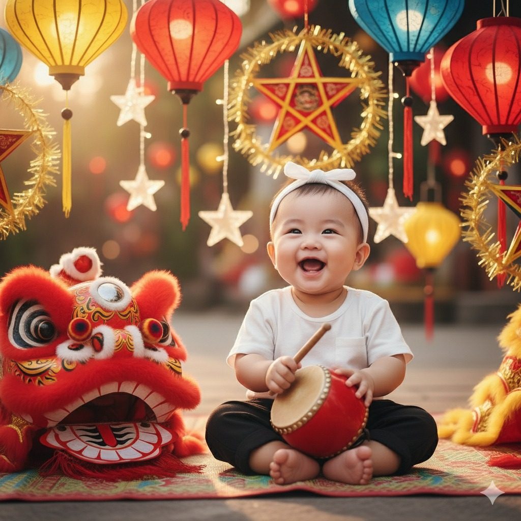 Prompt tạo ảnh Trung Thu cho bé tham gia múa lân