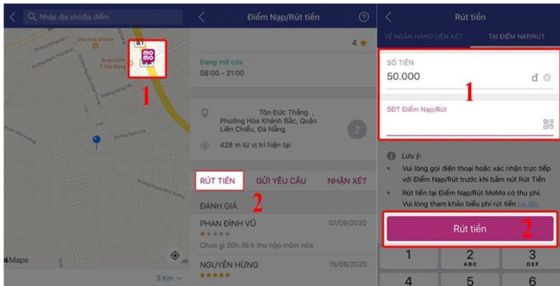 Rút tiền bằng ví điện tử MoMo
