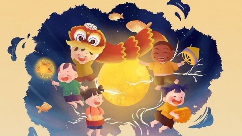 Tranh phong cảnh Trung Thu lung linh