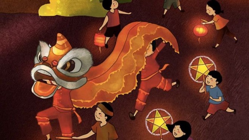 Vẽ tranh múa Lân trong đêm Trung Thu