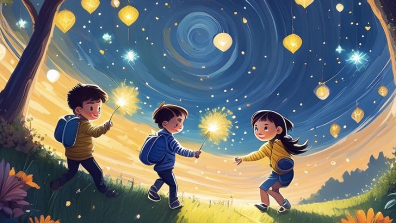 Tranh vẽ rước đèn Trung Thu vui nhộn