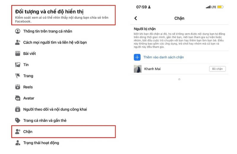Xem danh sách chặn Facebook trên điện thoại 3