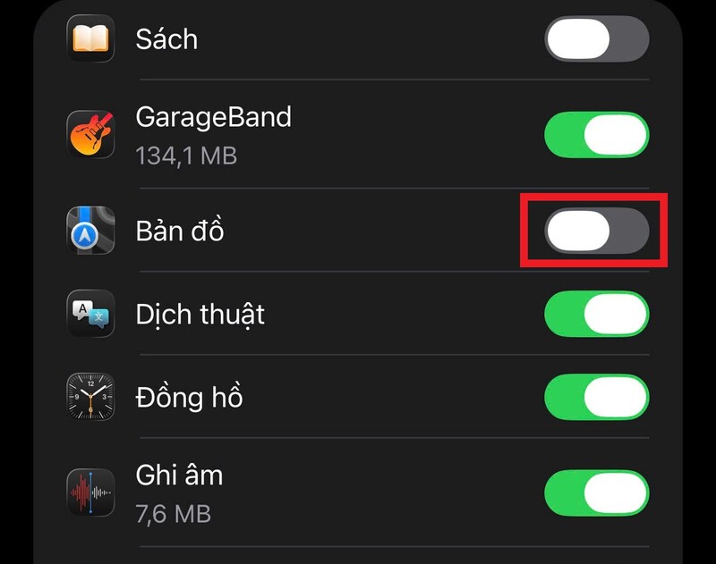 xoá dữ liệu bản đồ trên iPhone