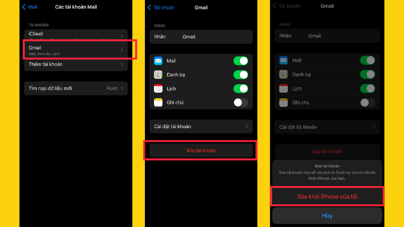 Cách xoá tài khoản Google trên điện thoại iPhone