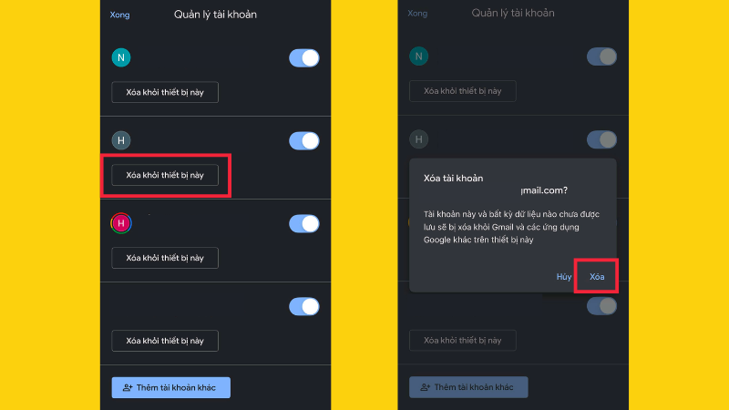 Cách xoá tài khoản Google trên điện thoại bằng Gmail