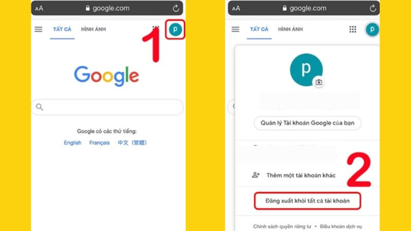 Cách xoá tài khoản Google trên điện thoại qua trình duyệt