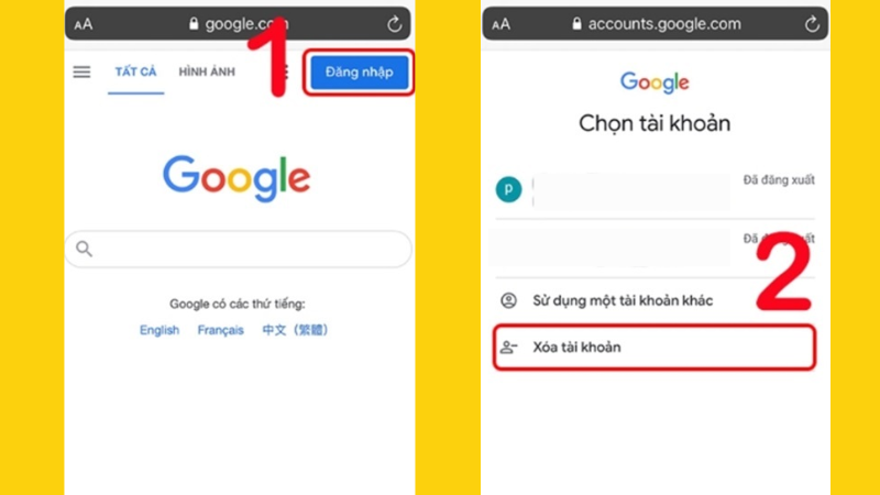 Cách xoá tài khoản Google trên điện thoại qua trình duyệt