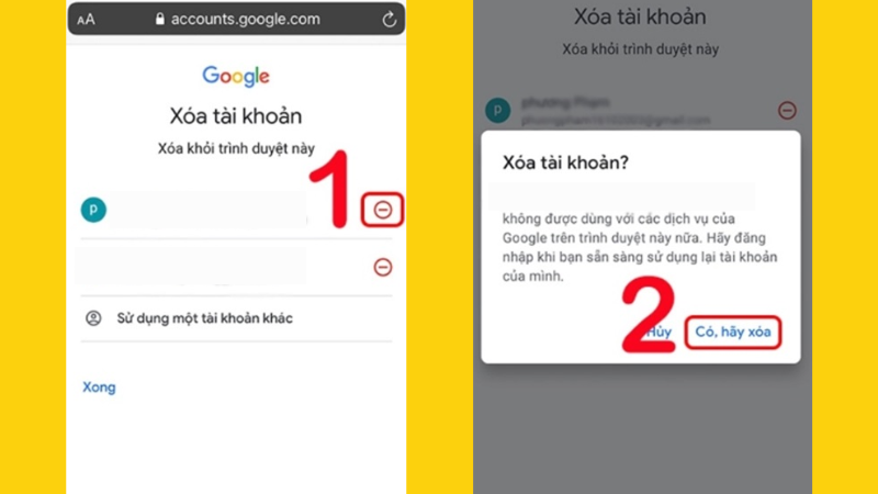 Cách xoá tài khoản Google trên điện thoại qua trình duyệt
