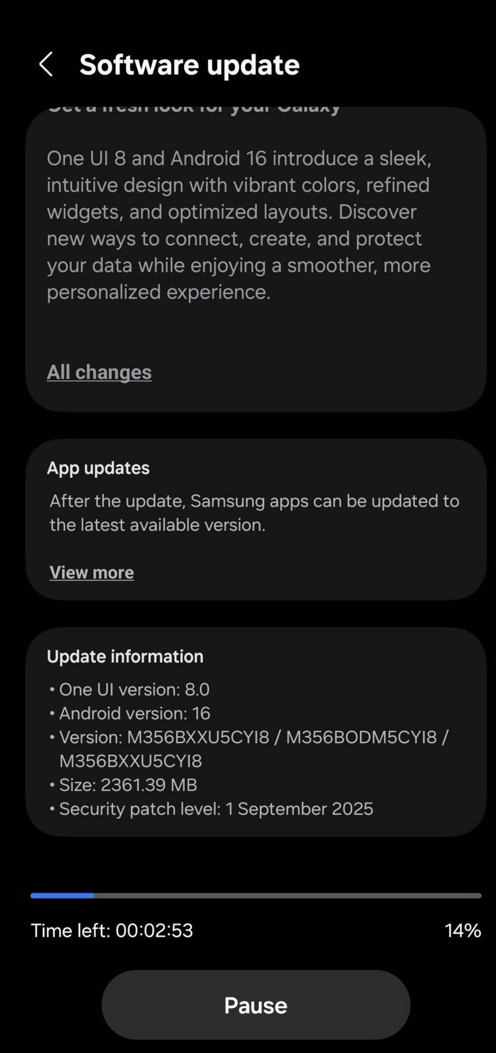 Galaxy M35 nhận bản cập nhật One UI 8.0 (Android 16)