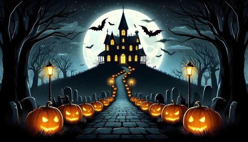 Hình ảnh nhà ma Halloween đáng sợ