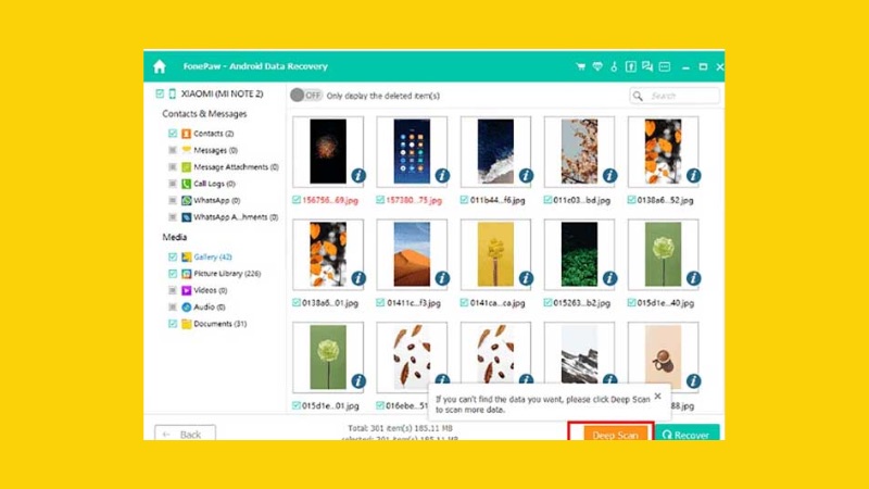 Khôi phục dữ liệu đã xoá bằng FonePaw Android Data Recovery