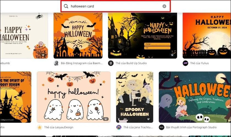 Truy cập Canva và tìm kiếm mẫu thiệp phù hợp