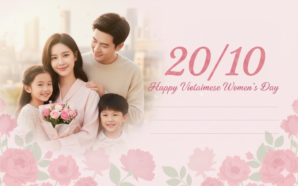 Prompt tạo mẫu thiệp 20/10 dành cho gia đình
