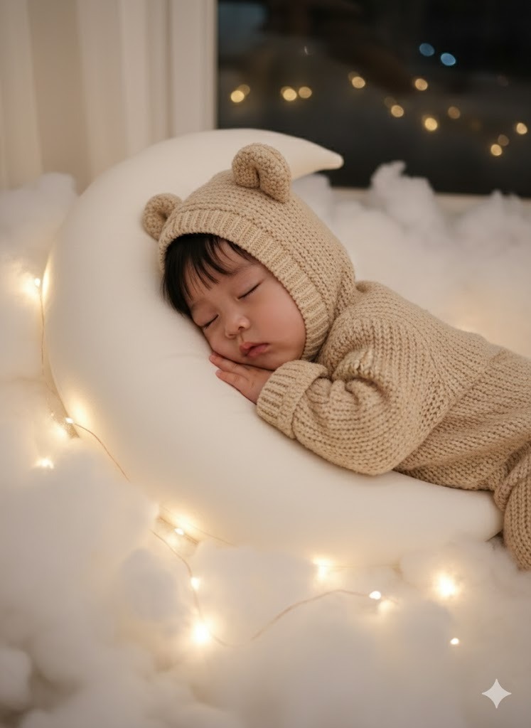Concept Gấu Teddy ngủ trên trăng
