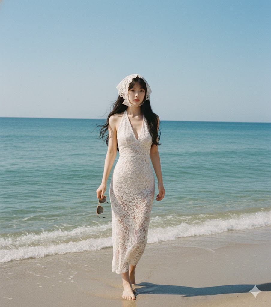 Elegant White Lace – Quý cô cổ điển đi biển