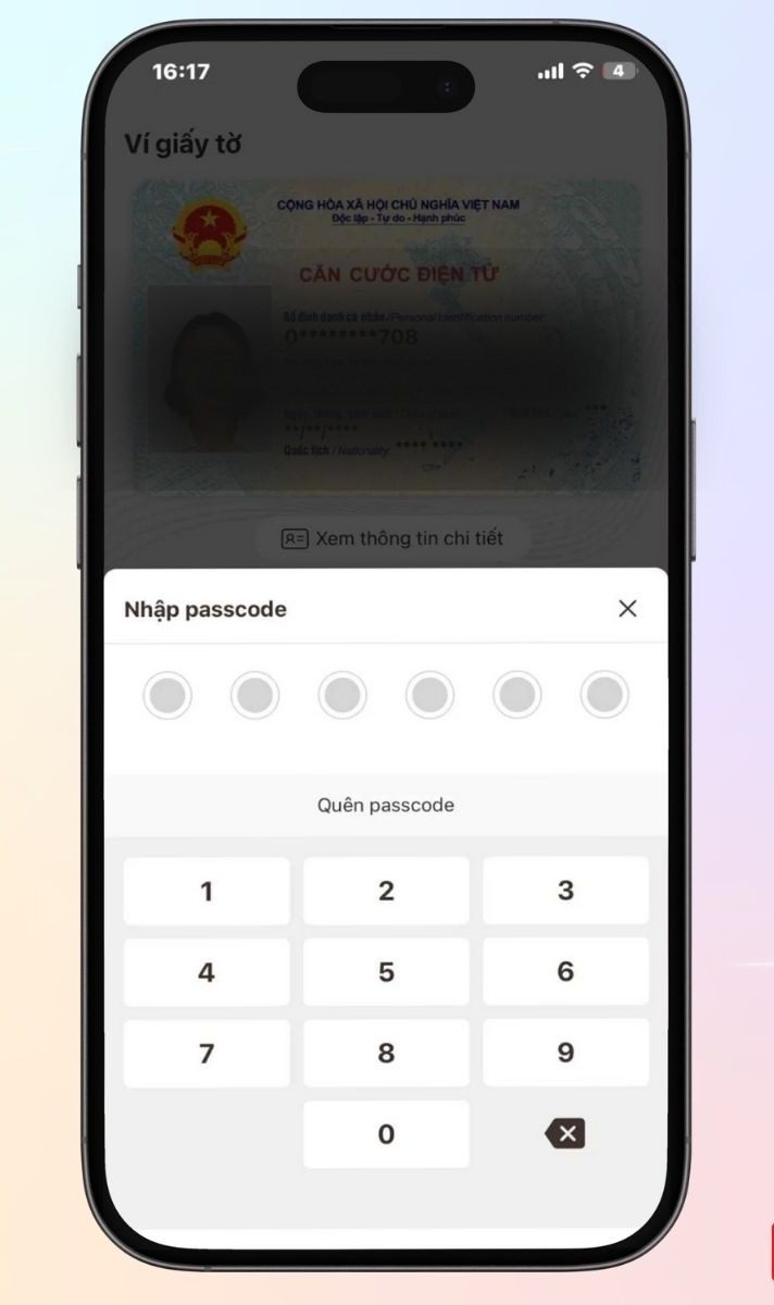 Nhập mã passcode