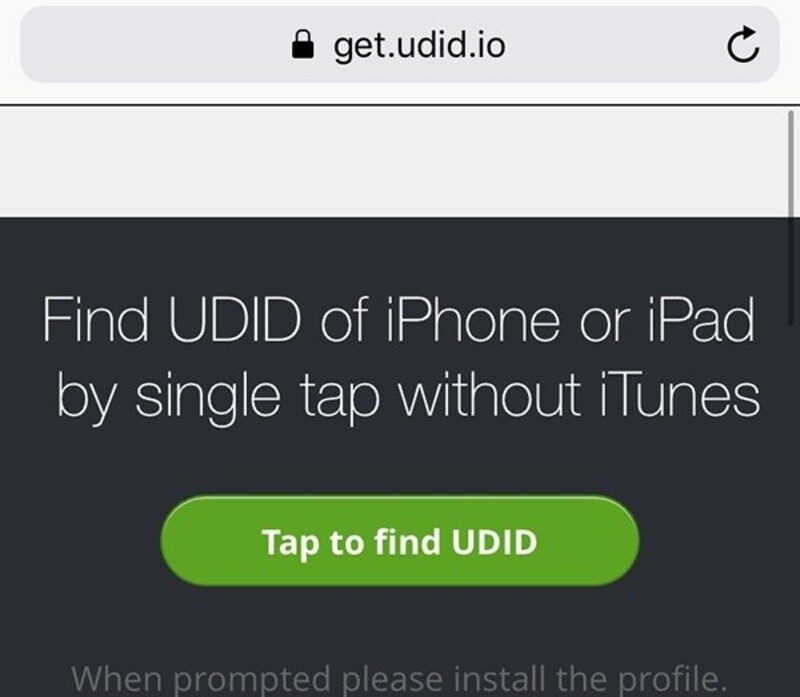 Bước 2: Tìm và nhấn nút "Tap to find UDID":
