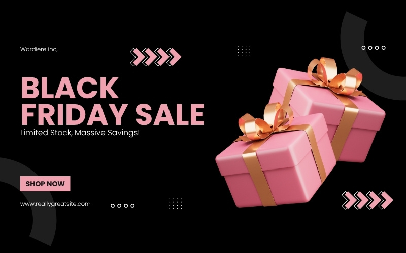 Black and Pink Edgy Black Friday Banner Landscape
