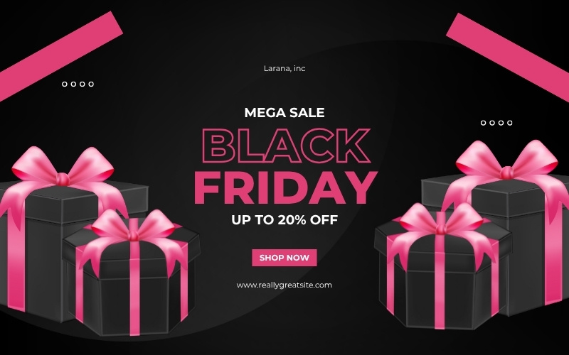 Black and Pink Simple Black Friday Banner