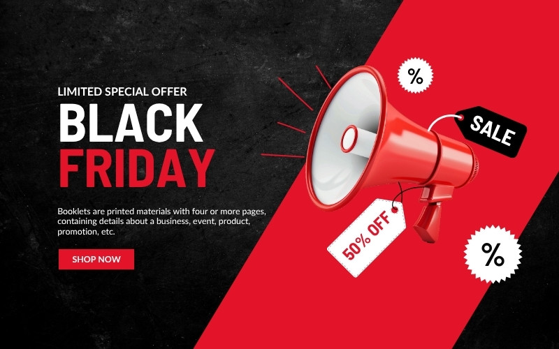 Black and Red Modern Black Friday Banner
