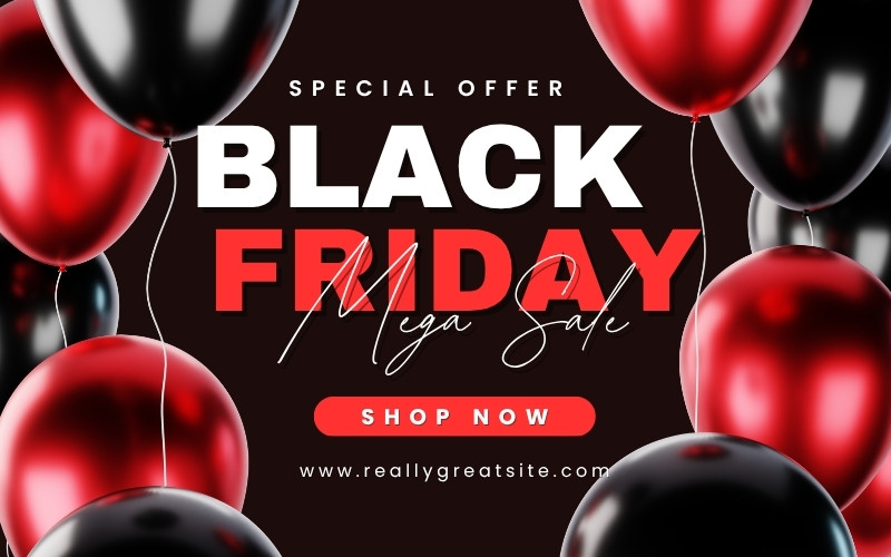 Black and Red Simple Black Friday Sale Banner